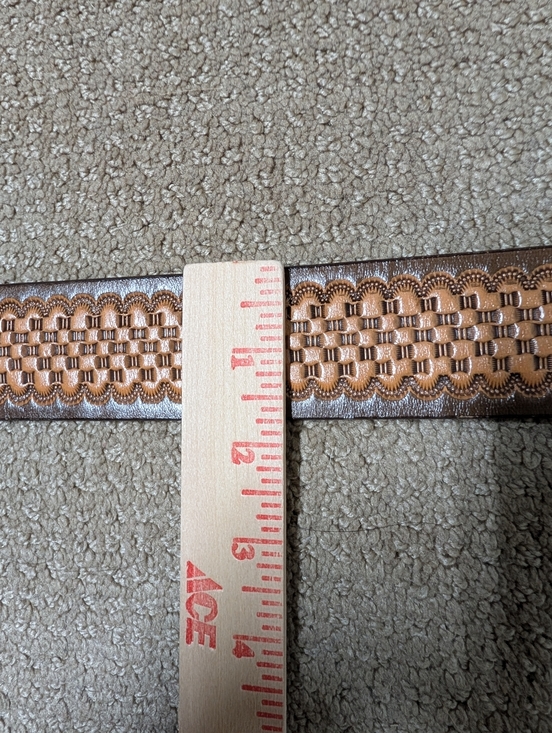 Justin Womens 34 Textured Brown Leather Belt Horse Buckle Brass Cowgirl Western